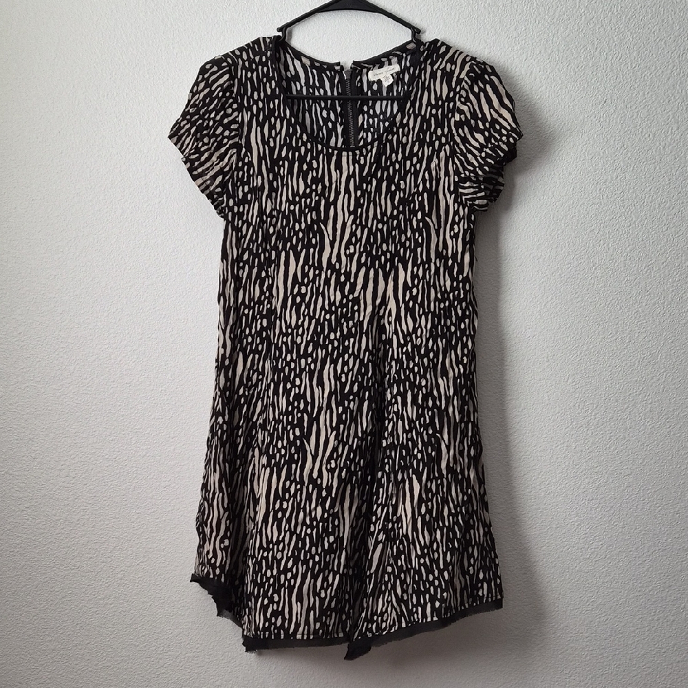 Silence + Noise Black and Cream Mini Dress